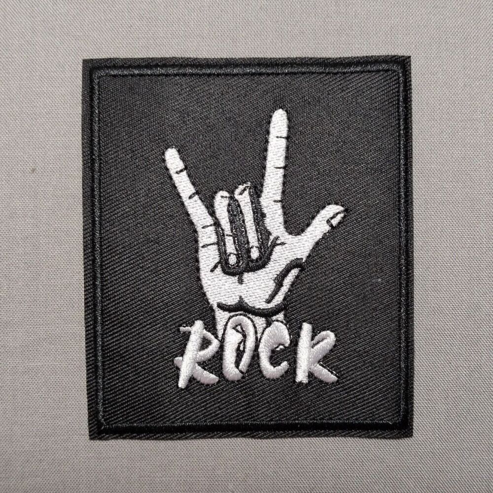 Rock Hand Iron On Patch | Rock & Roll Embroidered Patch